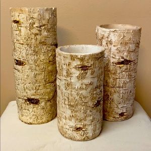 Boston International 3 pc Birchwood Candle Holders